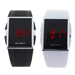 Унисекс Мода светодиодный цифровой дисплей квадратная коробка Прохладный Спорт повседневное наручные часы