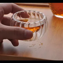 Стакан из двойного стекла чайный набор двойной термостойкий полосатый чайный стаканчик чашка с изображение тыквы 50 мл