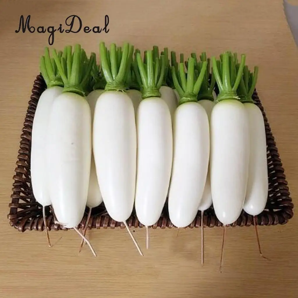 MagiDeal Decorative Plastic Artificial Fake Vegetables Carrot White Radish White Radish
