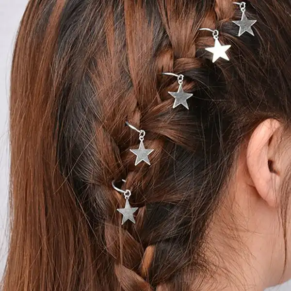 10 Sht Milye Blestyashie Serebryanye I Zolotye Kolca Dlya Volos So Zvezdami Pletenye Kosy Zazhimy Dlya Volos Metallicheskie Manzhety Ukrashenie Dlya Volos Pletenie Volosy J Aliexpress