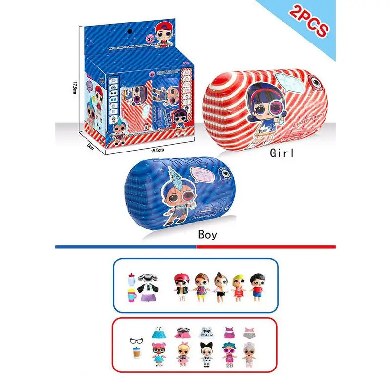 

2PCS Blue Red Double Ball Doll Innovation Pop Dolls Surprise Eggs Ball Toys For Chilren Girl Birthday Gift