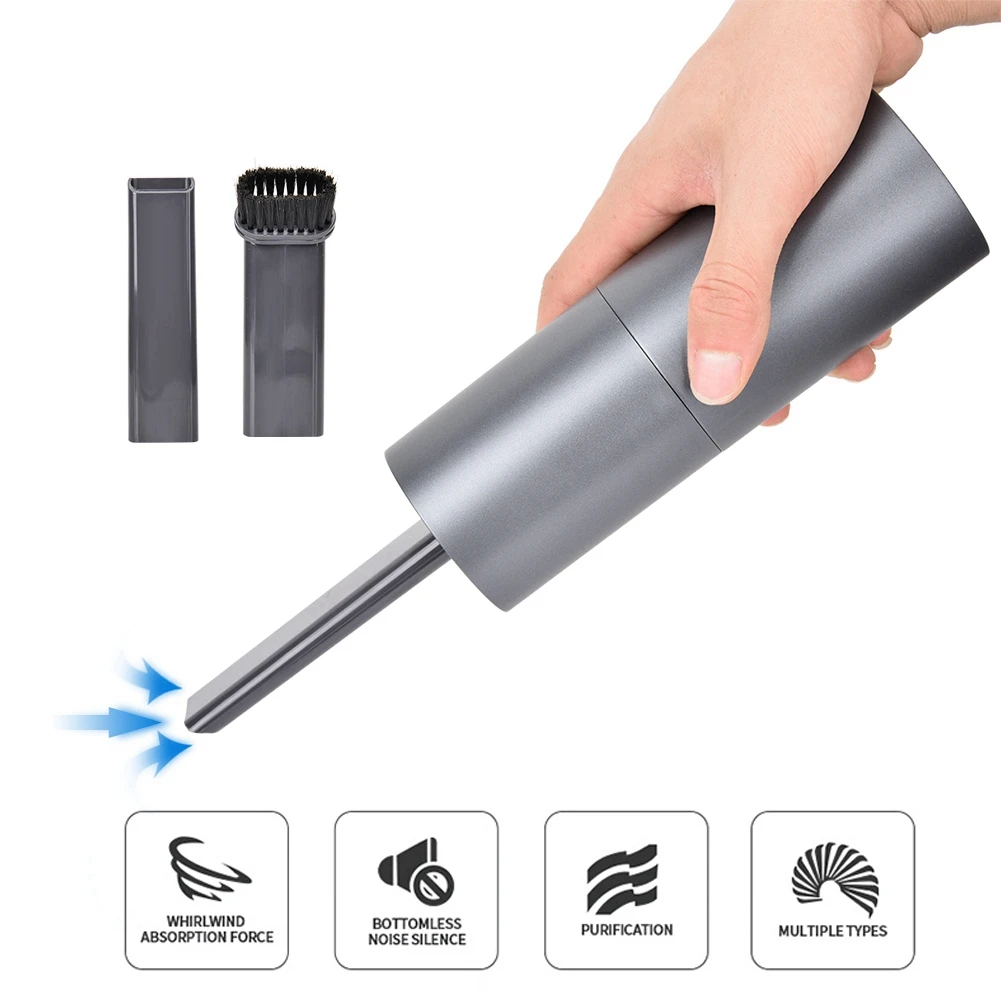 

Black Rechargeable Portable Mini Car USB Vacuum Cleaner Office Table Keyboard Cleaning Tool with Storage Bag