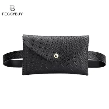 

Fanny Pack Waist Bag Women Square Belt Buckle Leather Chest Bag Envelope Phone Pouch Bag Ladies Women's Waist Pack Bolosa New