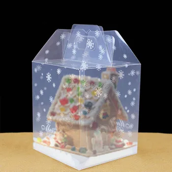 

50pcs 15*15*18cm Transparent Gingerbread House Package Cookie Cake Candy Chocolate Box Wedding Favors Boxes