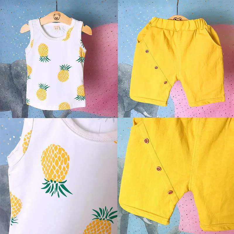 Summer  Baby Boys Girls Clothes Fashion Cotton Set Printed Fruit Sports Suit For A Boy T-Shirt + Shorts Children's  Clothing