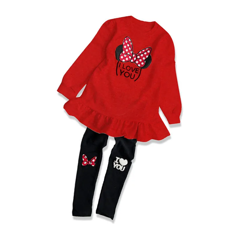 Children Clothing Sets Costumes For Kids Sport Suits Girls Clothes Sets Girls Dress+pants Cute  Cartoon Baby Girls Clothes