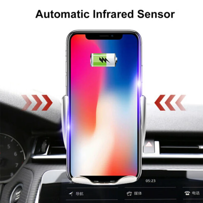 Automatic Clamping Car QI Wireless Charger 360 Degree Rotation Car Mount Fast Charger Air Vent Holder For IPhone Samsung Xiaomi
