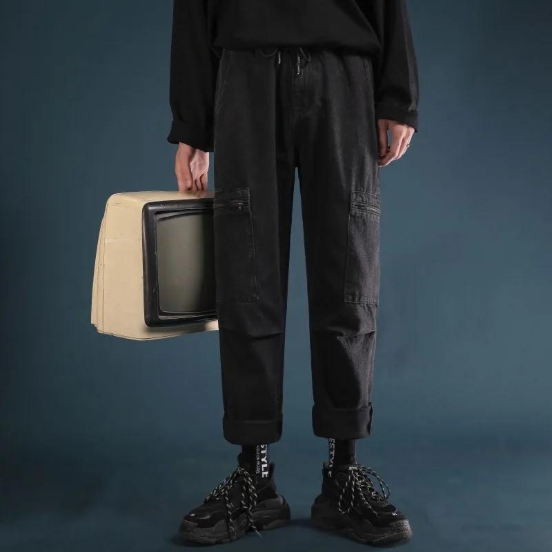 2018 мужские Новые Ретро стиль рабочие мешковатые Homme карго карманные джинсы