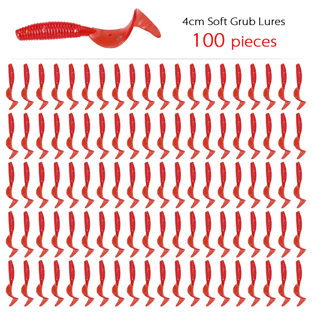 100 шт./лот 4 см мягкие искусственные рыболовные приманки Swimbait Tail Grub червь личинка