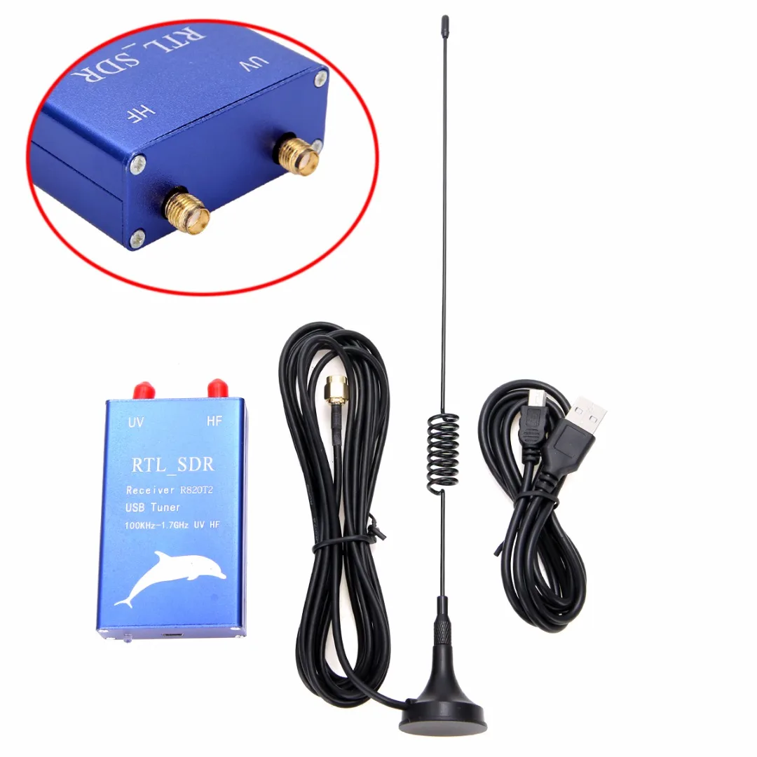 

Tuner Receiver RTL2832U+R820T2 100KHz-1.7GHz UHF VHF HF RTL.SDR+Upconverter USB Tuner Receiver Radio