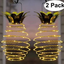 2 шт. Солнечный 25 светодиодный светильник в форме ананаса перезаряжаемый подвесной ночник водонепроницаемый Сказочный свет открытый для дорожек сад