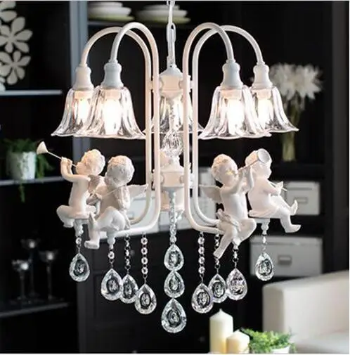 

European Led K9 Crystal Angel Chandelier Led Lamp Living Room Chandeliers Creative Led Lustre Light Angel Lamps