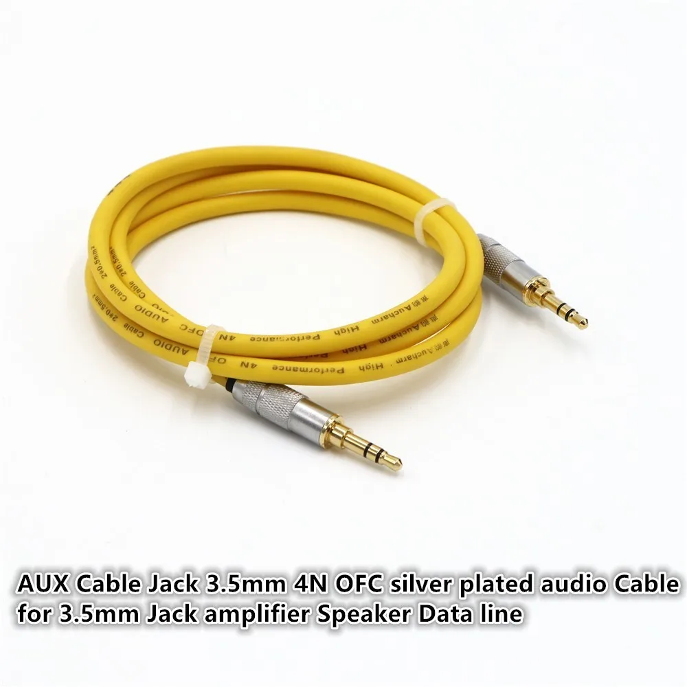 AUX Cable Jack 3 5mm 4N OFC silver plated audio Cable for 3 5mm Jack DAC Headphones amplifier Speaker Data line