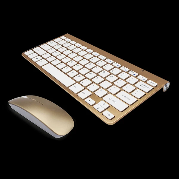 

2.4Ghz Ultra-Thin Wireless Keyboard And Mouse Combo With USB Receiver Mouse Keyboard set For Apple PC WindowsXP/7/8/10(gold)