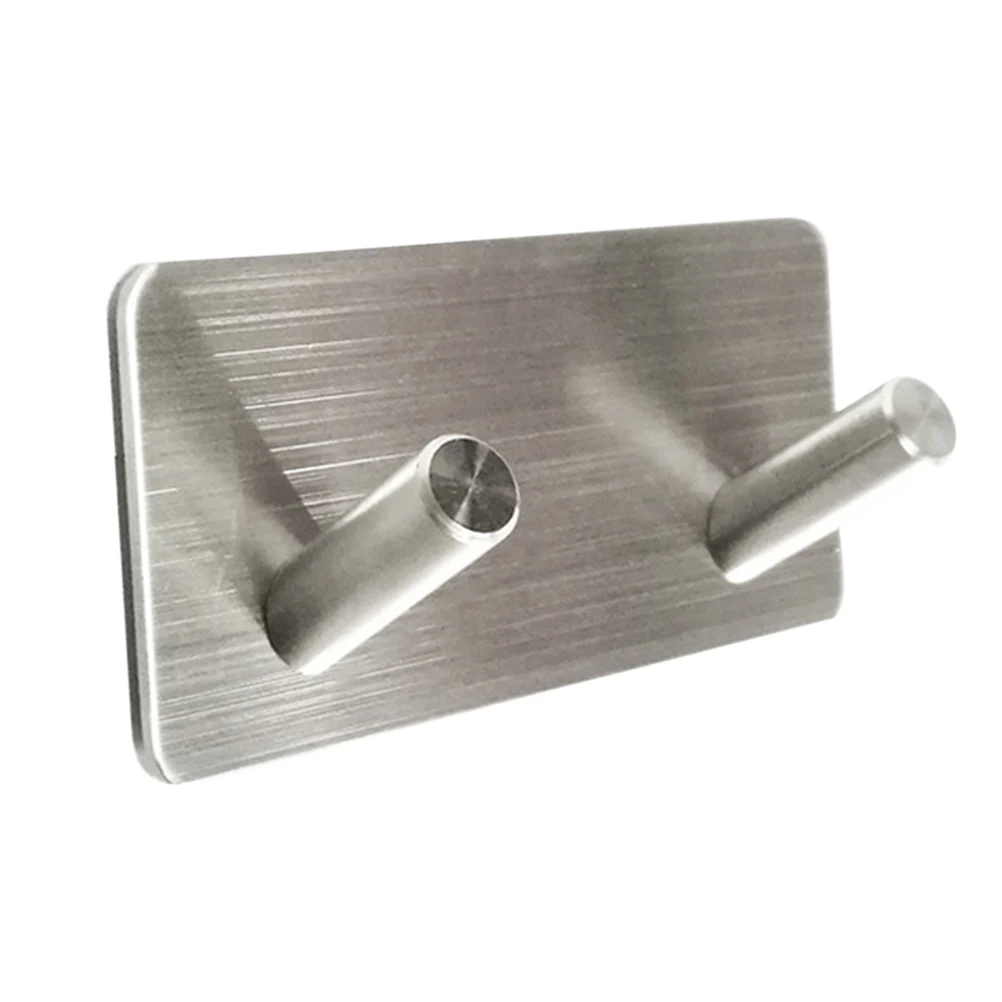 Brushed Stainless Steel Double Strong Adhesive Wall Hook Waterproof Seamless Thicken Wall Hanger