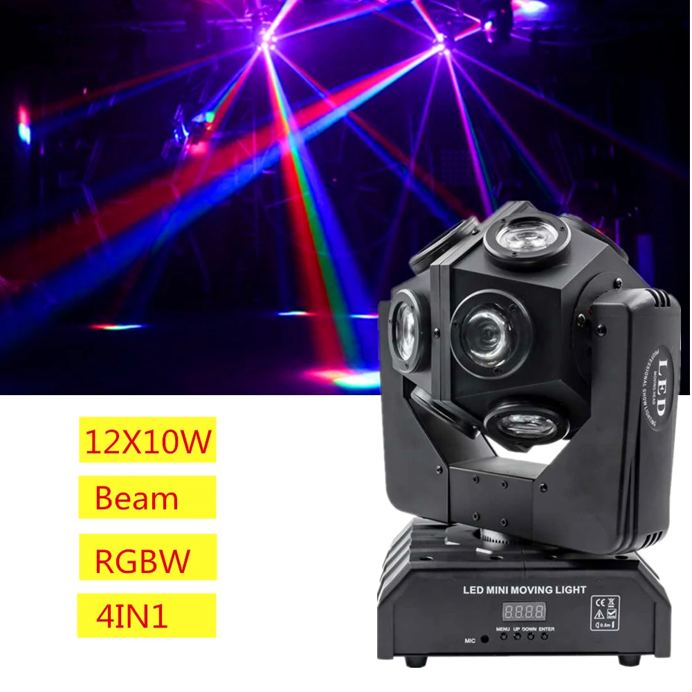 

12x10W RGBW 4in1 LED Football Moving Head Light Great Show Effect Disco Nightclub Party Light/DMX LED Beam Effect Stage Lighting