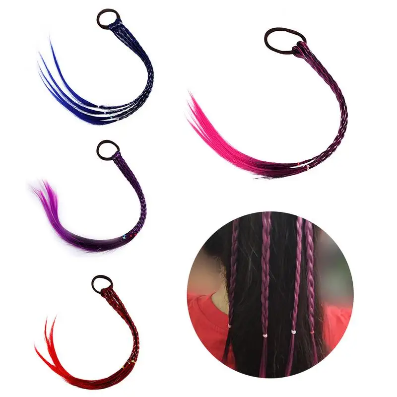 

1PCS Girls Elastic Wigs Horsetail Colorful Gradient Braid Beauty Hair Bands Headwear Children Hair Accessories