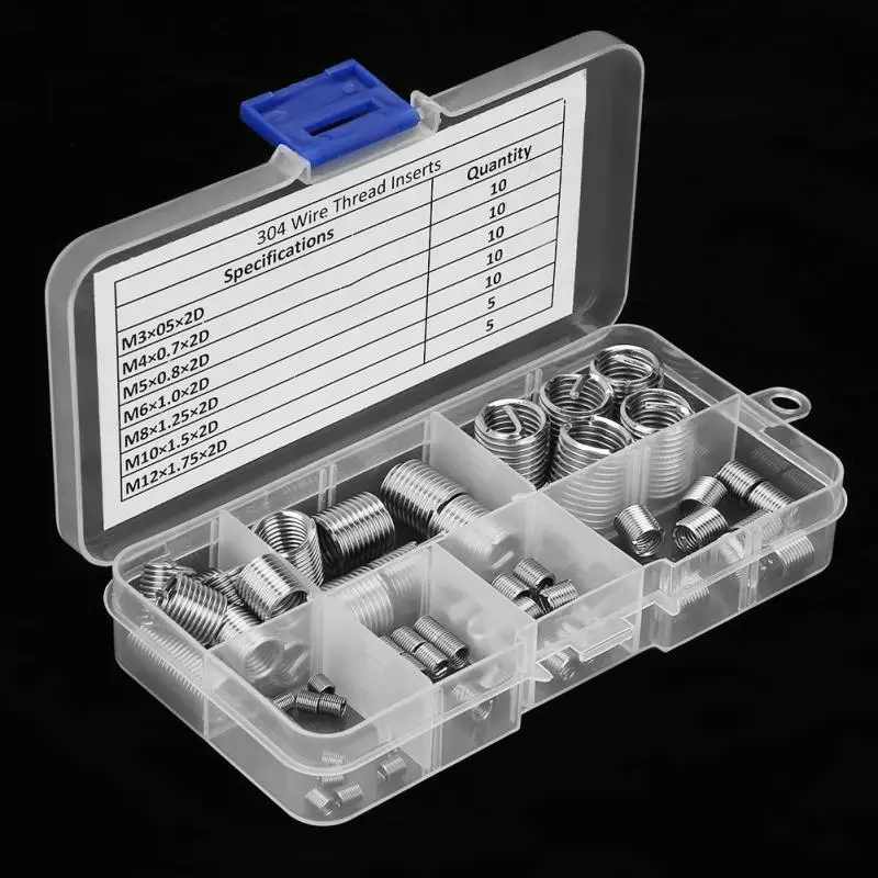 60 шт./компл. резьба вставка M3-M12 для восстановления резьбы вставить Нержавеющая сталь SS304 вставки спиральный провод винтовой резьбой вставки