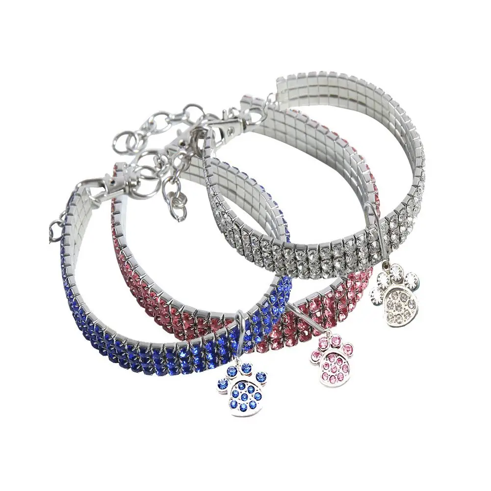 

Pet Crystal Necklace Cat Puppy Rhinestone Collar Elastic Footprint Necklace Suitable For Small And Medium Dogs And Cat Rabbit