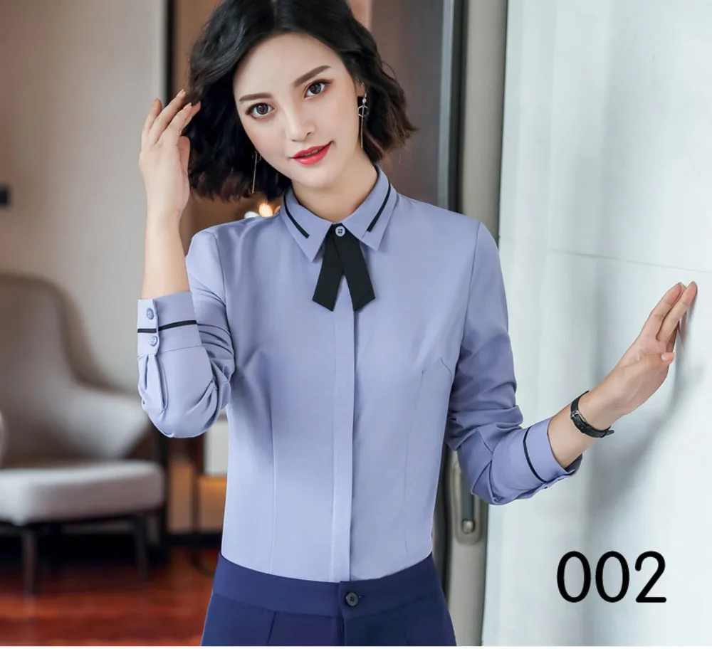 

2018 Fashion Women Blouse Long Sleeve Women Top Stand Collar Blouses Slim Fit Office Lady Blusa Chiffon Striped Formal Work Wear