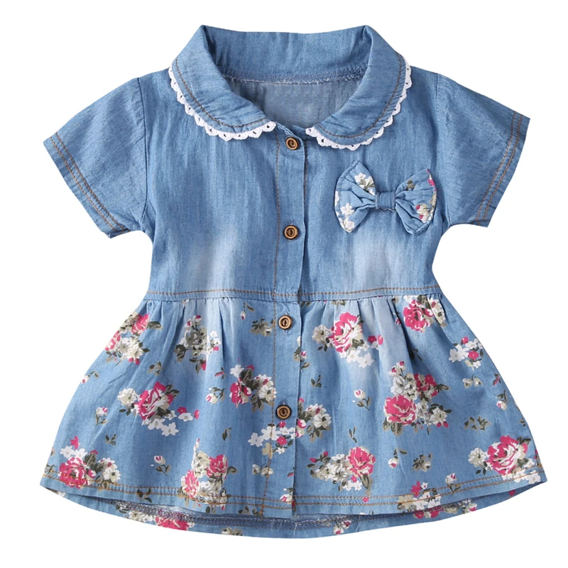

Denim Dress For Girl Baby 2019 New Summer Flower Princess Dress Party Wedding Pageant Dresses Clothes