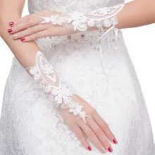 1 пара Свадебные перчатки Кружева Мода выдалбливают цветок росы напалечник платье с перчатками Аксессуары свадебные украшения