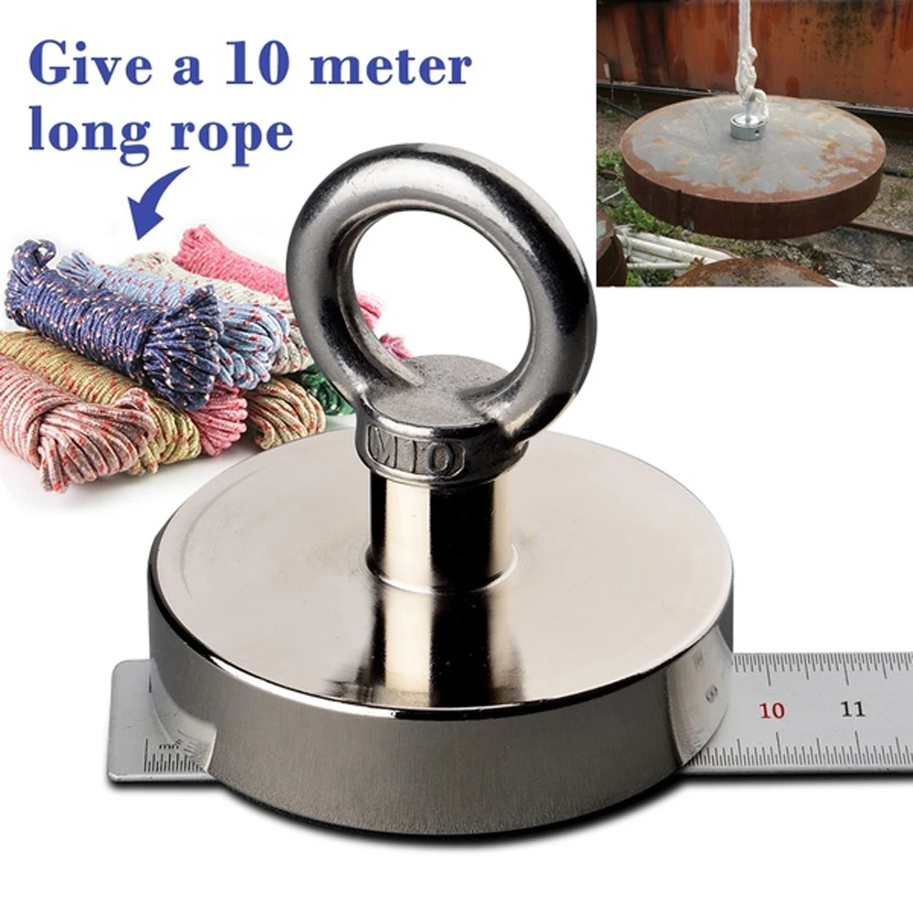 

90mm Diameter Strong Salvage Magnet Pot Fishing Magnets Deep Sea Hook Neodymium Treasure Hunter with Eyebolt Combined 400kg