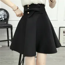 Faldas Mujer Топ Акция Lanon Saia Миди Женская юбка в складки юбка выше колена Мини Leth Лук Твердые Империя талии Повседневная