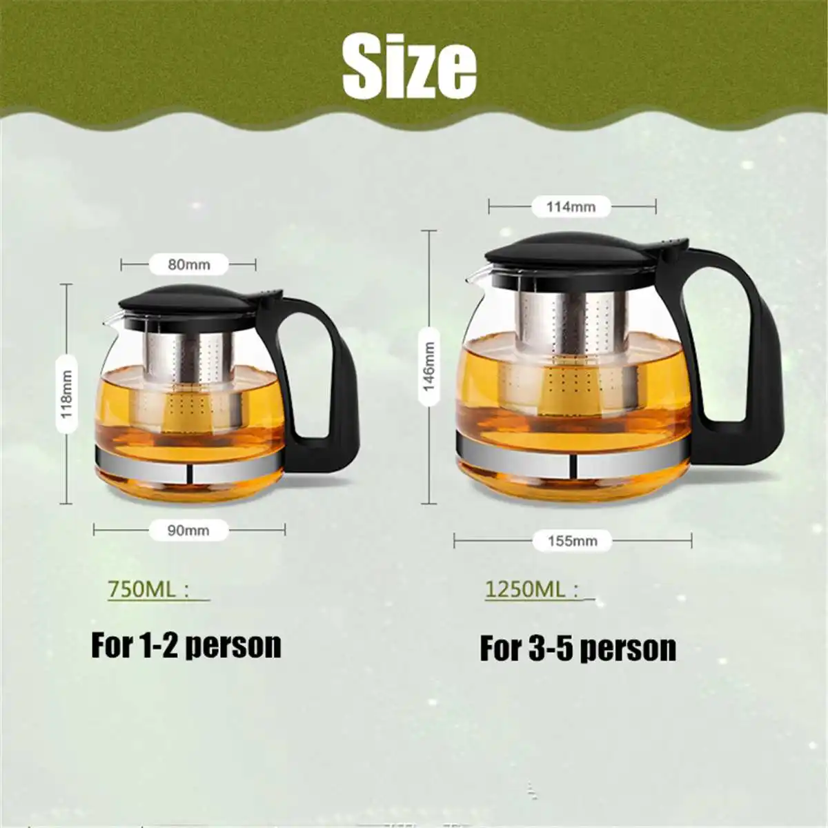 Goede Glazen Theepot Met Filter Hittebestendige Bloem Thee Potten Zetgroep Thee Blad Kruiden Koffie Drinkware kung fu Theekopje 750 ml  1250 ml