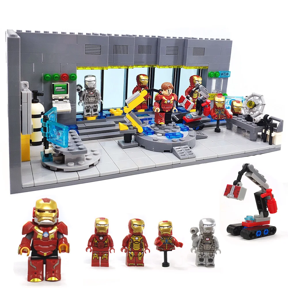 

compatible legoeinglys Super Heroes Iron Man Laboratory Machine Base Marvel Avengers Building Block Toys for Children gifts