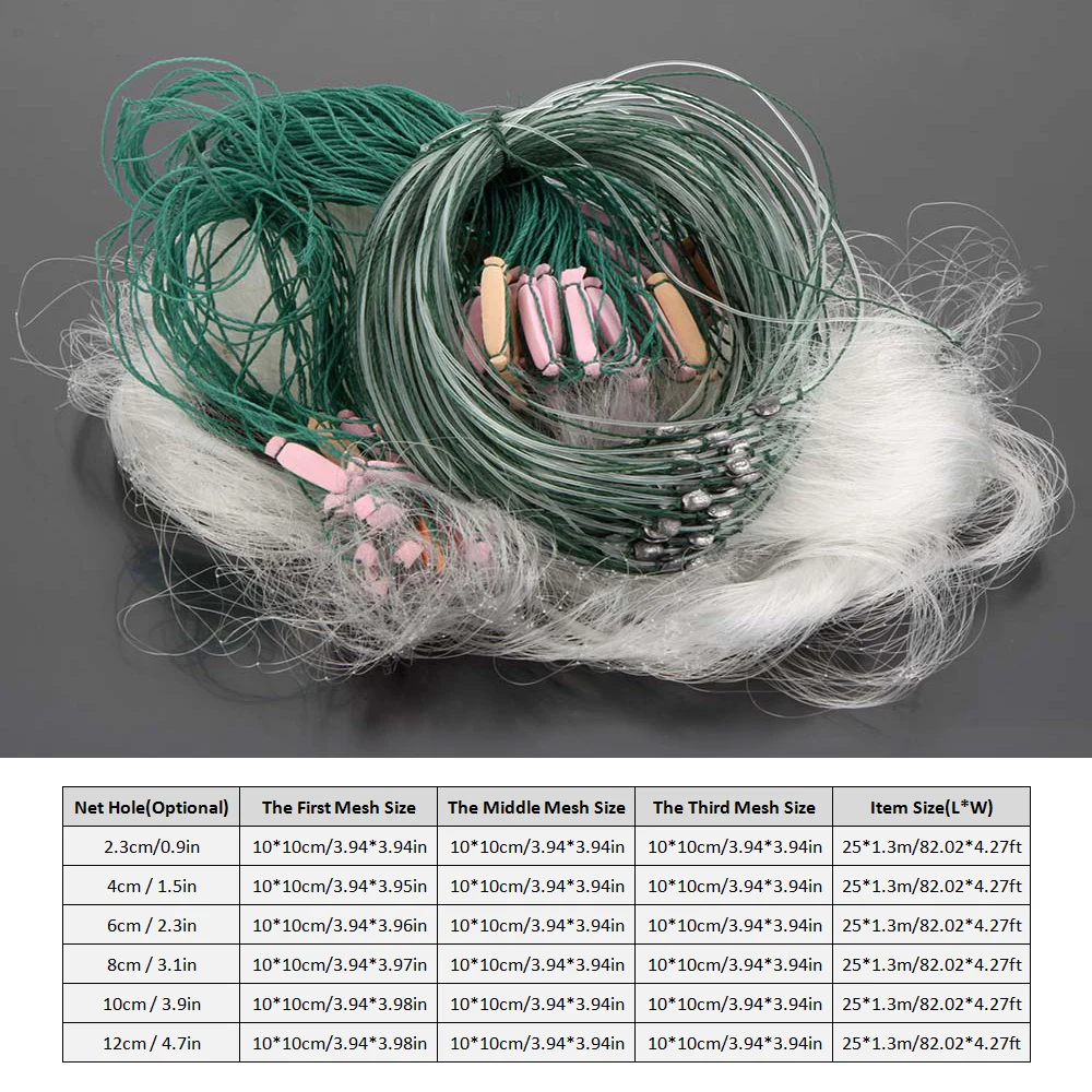 

Lixada Fishing Net 25m 3 Layers Monofilament Fish Gill Nets with Float Fishing Tackle cat fish track