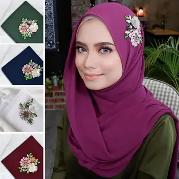 

Women Plain Bubble Chiffon Scarf Hijab Wrap Printe Solid Color Shawls Headband Muslim Hijabs Scarves Scarf 37 Colors 180*75cm