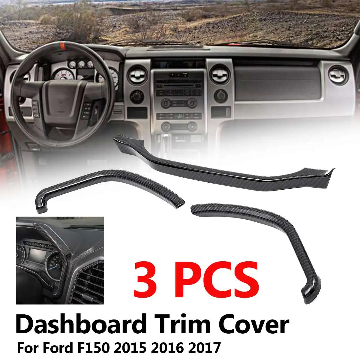 

Auto Car Styling Interior Accessories Dashboard Trim Instrument Board Decorative Cover Strips Frame for Ford F150 2015 2016 2017