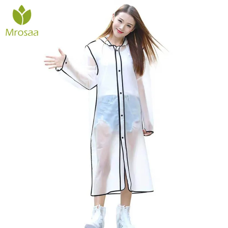 

Newest Women men EVA Transparent Raincoat Portable Outdoor Travel Rainwear Waterproof Camping Hooded Ponchos Plastic Rain Cover