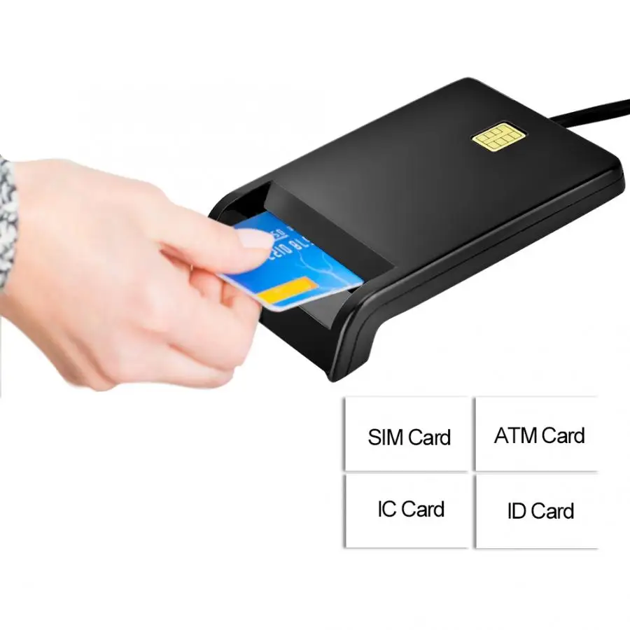 

SIM/ATM/IC/ID Bank Card Smart Card Reader USB Adapter Black