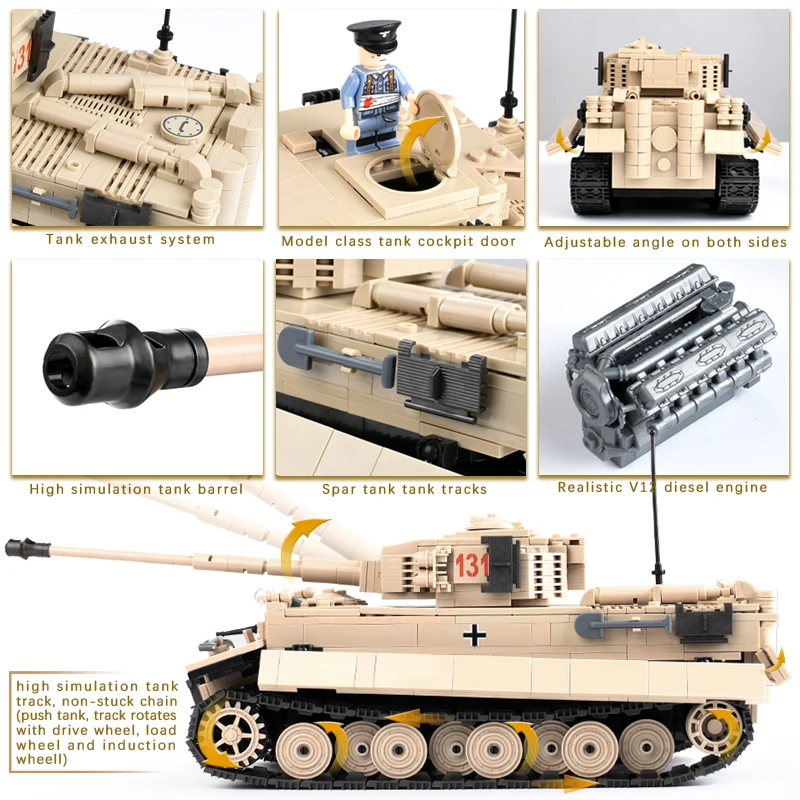 1018+pcs Military War Tank Model Building Blocks Sets Toys Compatible Legoed Technic Tank Educational Birthday Toy For Children