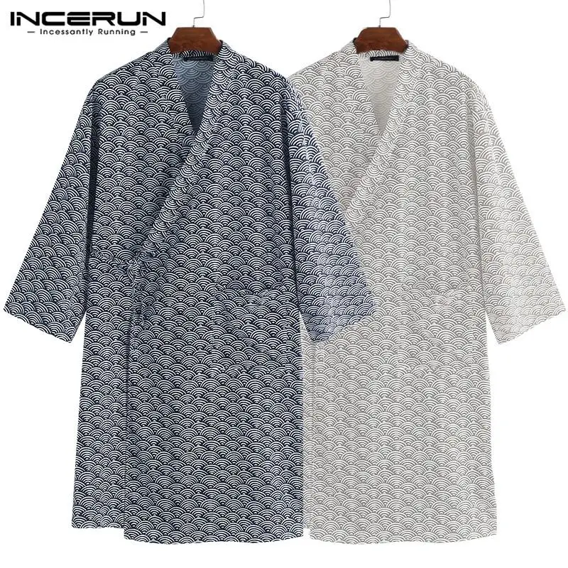 Мода 2019 г. кимоно халат мужской банный халат Японии стиль Loungewear Ночное мужской одежда для сна халат пижамы купальный костюм платье