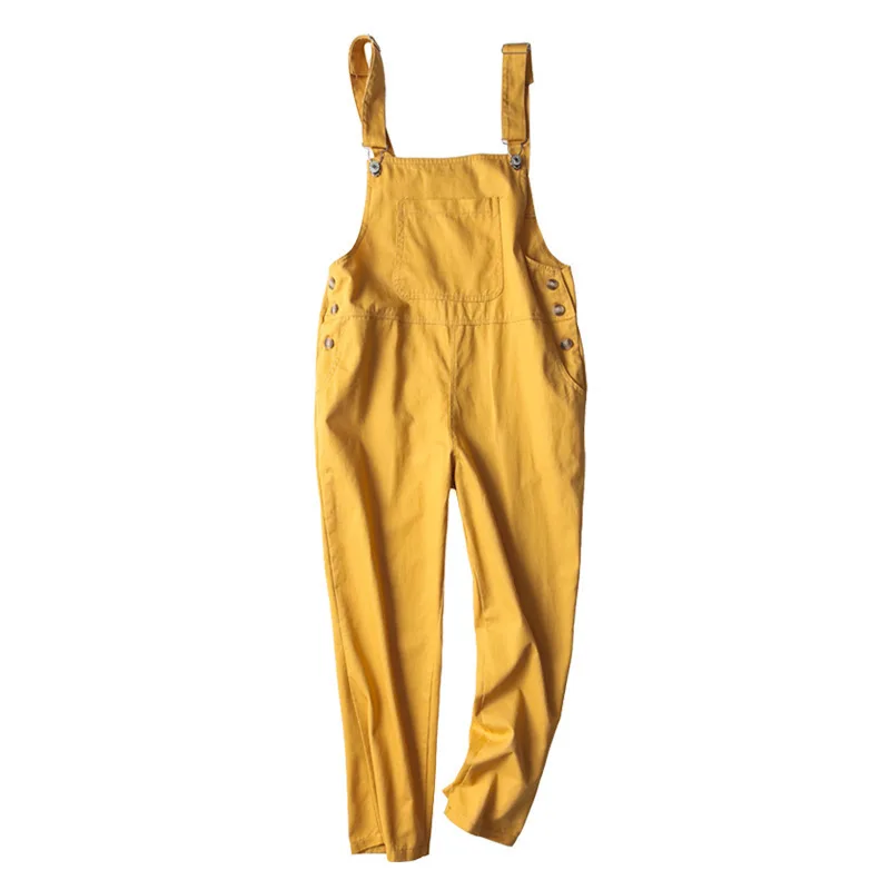 

Korean Preppy Big Pocket Loose Overalls Student Streetwear Salopette Femme Rompers Women Suspenders Candy colors Jumpsuit A9208