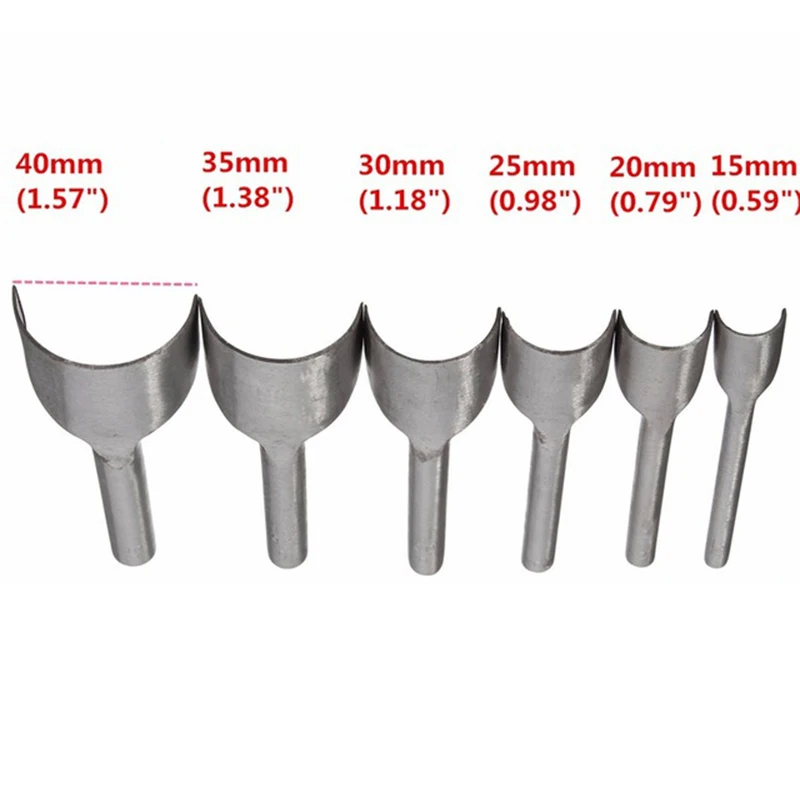 

6Pcs/set 15mm-40mm Leather Craft Tools Half Round V Shaped Cutter Punch Leather Handmade Craft Tools Punching Hand Tools