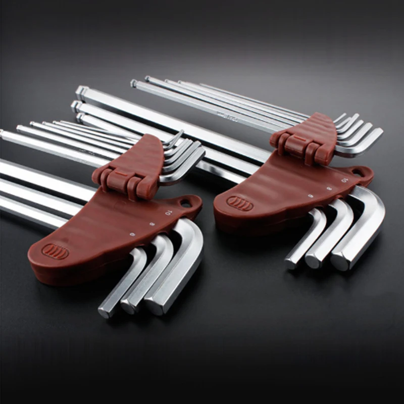 9Pcs CR-V Hex Key Allen Wrench Ball End Chromium Vanadium Steel Hexagonal Wrench Socket Head Wrench Screwdriver Hand Tool Sets