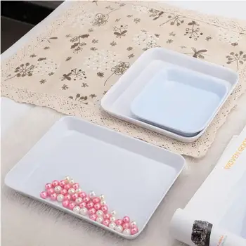 

Portable Jewelry Gem Beads Rhinstone Aceessory Watch Display Box Tray Plastic Organizer Case Holder Plate White packaging c