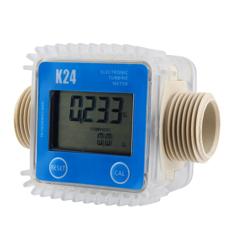 1 Pcs K24 Lcd Turbine Digital Fuel Flow Meter Widely Used For Chemicals Ultrasonic Diesel Kerosene Water Sea Blue Flow hot sale