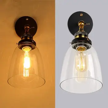 

110V 220V Amber Loft Vintage Industrial Edison Wall Lamps Clear Glass Lampshade Antique Copper Wall Lights For Bedroom