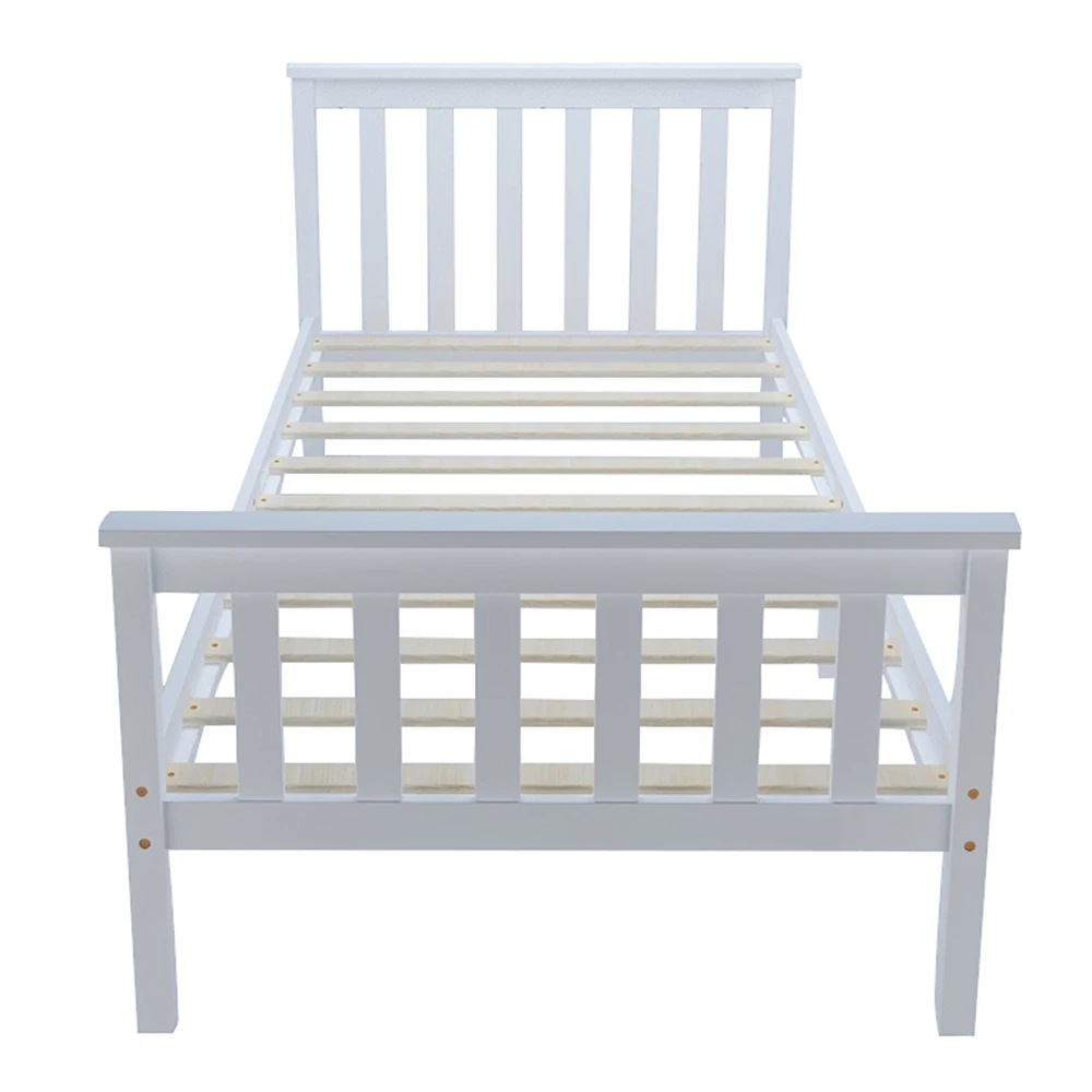  Panana Bedroom 3ft Single Bed in White Wooden Frame White Strong Basic Kid/ Adult Sleeping Bed Chil - 32976478171