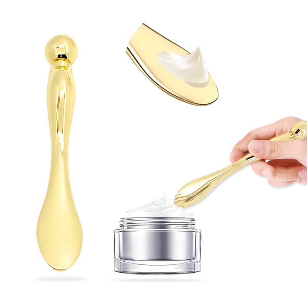 Gold Alloy Metal Cosmetic Spatulas Facial Mask Spoon DIY Eye Cream