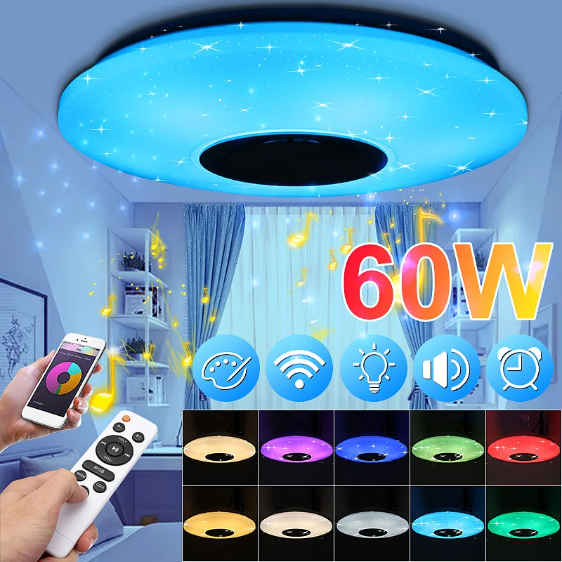  AC180-240V Modern Music ceiling lamp Dimmable APP/Remote Control 60W Living room bedroom bluetooth  - 33001526045