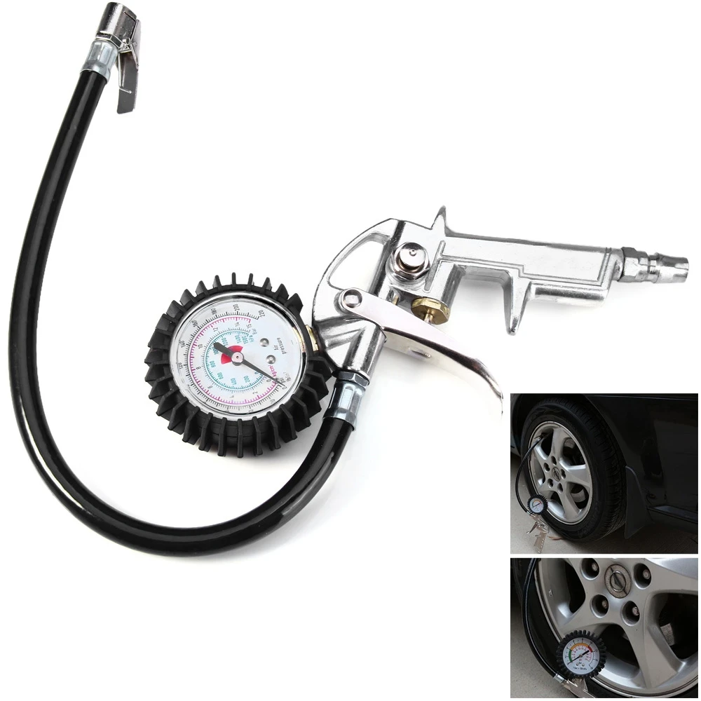 

Dial Tire Inflator Gauge Practical Hose 220 PSI Pistol Air Chuck Pneumatic Tools