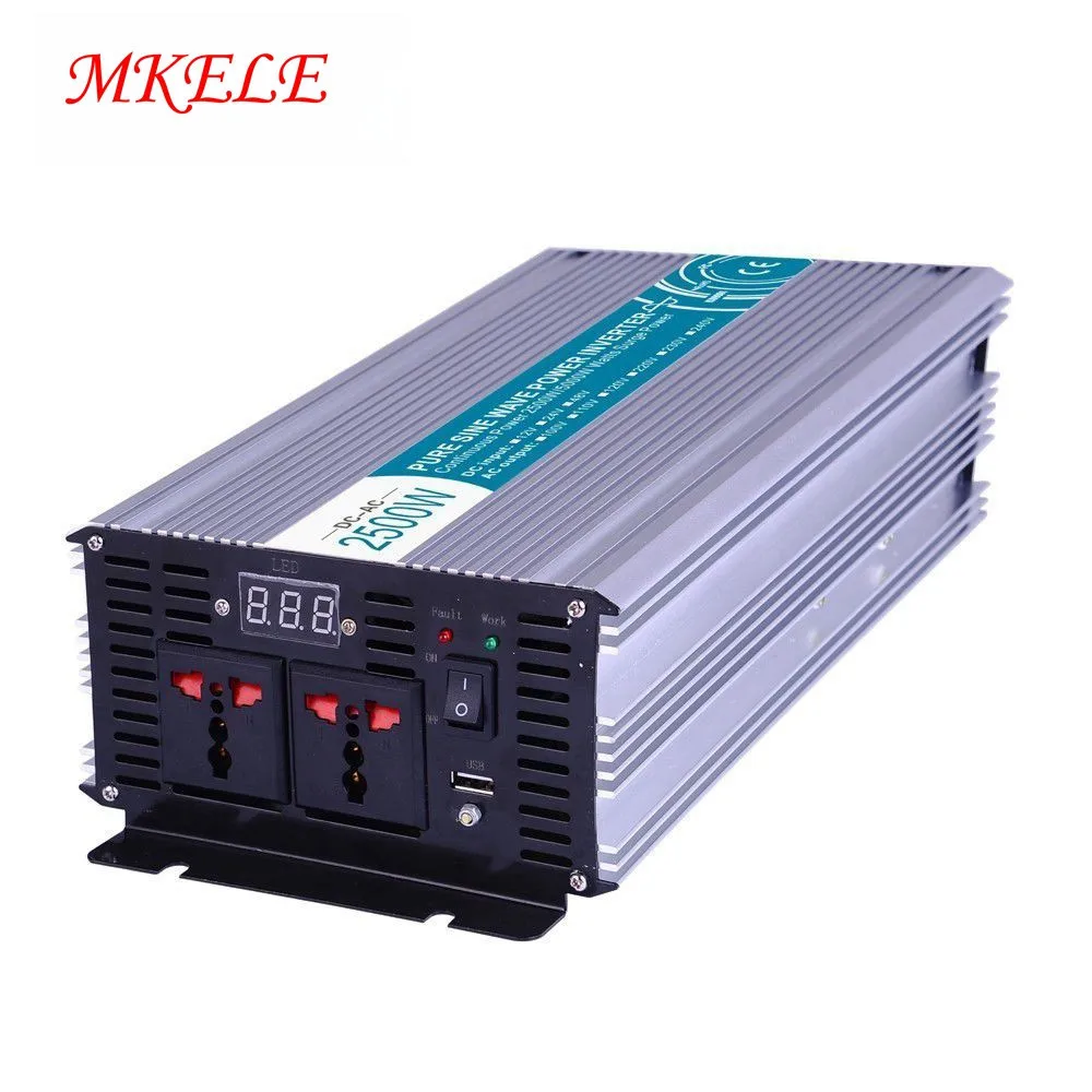 DC 12V 24V 48V к AC 110V 220V инвертор 2500W Чистая синусоида Солнечная энергия цифровой