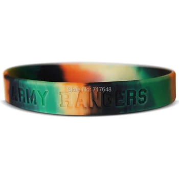 

300pcs green black & brown ARMY RANGERS wristband silicone bracelets free shipping by ePacket A