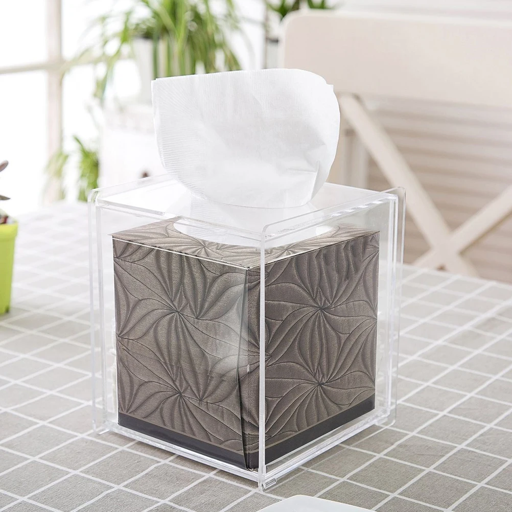 1 шт. Tissue Box Мода прозрачный акриловый квадратный бумага коробка для хранения салфеток случае держатель ткани для дома рестораны гостиницы